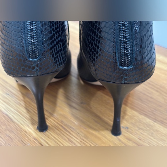 070. Jimmy Choo Black Snake Embossed Leather Heeled Boots - Picture 6 of 10